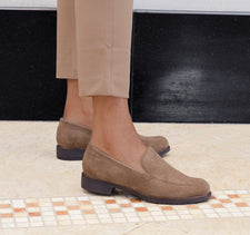 Giselle Loafer in Fawn Suede - Thumbnail