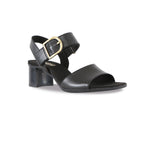 Neeta Black Leather Heel - Angle View