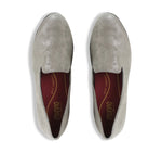 ELENA SMOKING STYLE SLIP-ON IN SUEDE WITH GUNMETAL FOIL OVERLAY - TOP VIEW