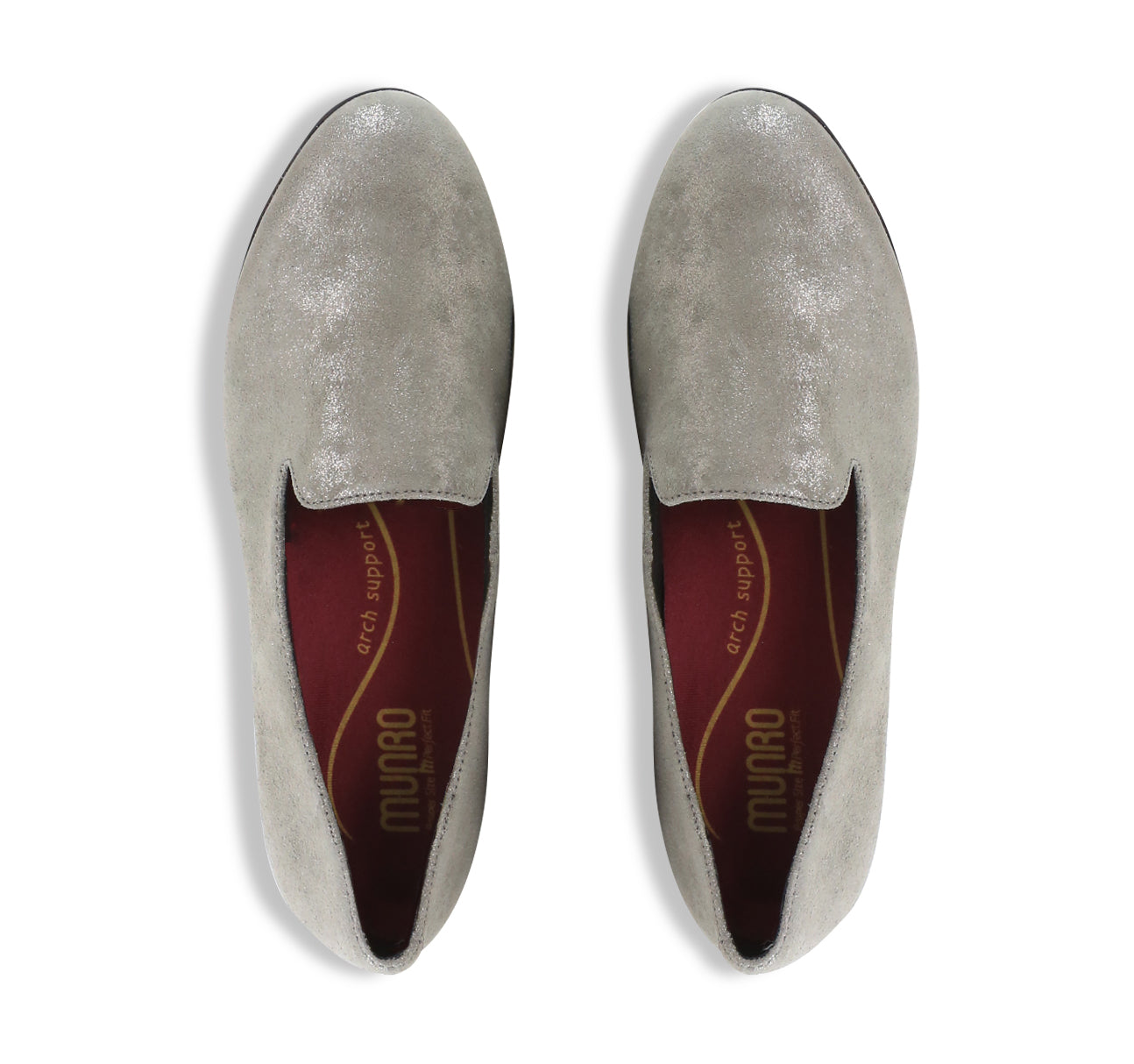 ELENA SMOKING STYLE SLIP-ON IN SUEDE WITH GUNMETAL FOIL OVERLAY - TOP VIEW