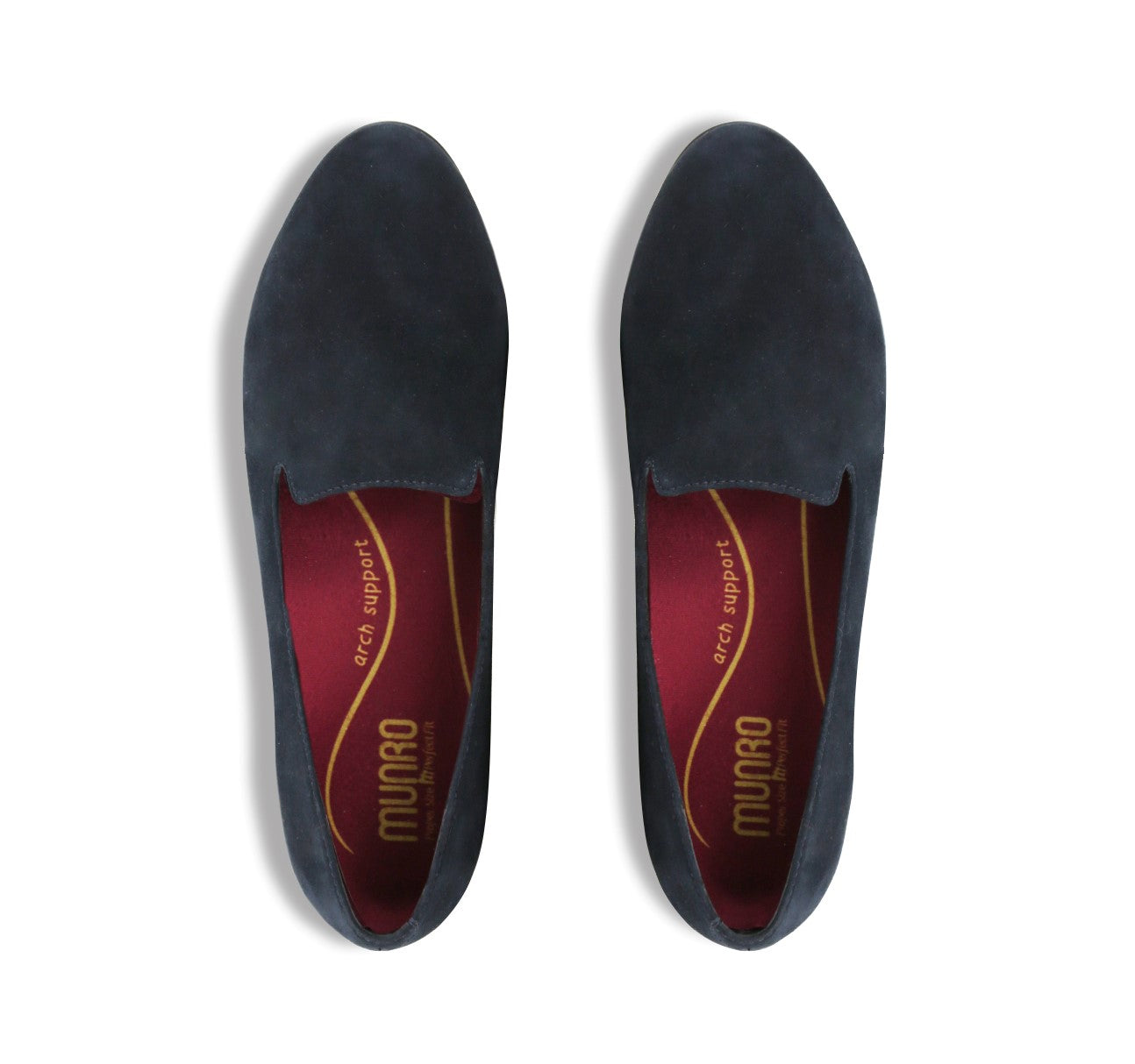 ELENA SMOKING STYLE SLIP-ON IN DARK NAVY SUEDE-TOP VIEW