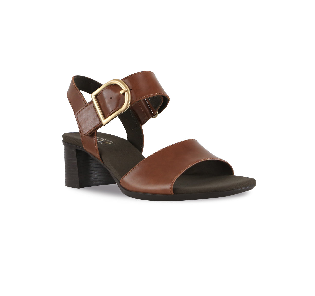 Neeta Cognac Leather Heel - Angle View