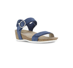 Sintra sandal in atlantic blue nubuck with an three adjustable straps , suede covered footbed, and cork/latex combination - angle view