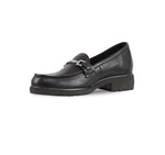 Colleen a Calf Leather Moc Toe Loafer in Black with Ornamental Detailing - Inside View