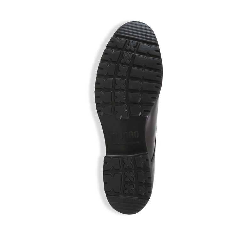 Colleen a Calf Leather Moc Toe Loafer in Black with Ornamental Detailing - Bottom View