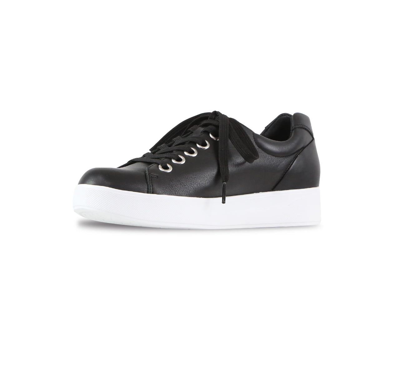 Tilly in cow leather, sport, athleisure oxford  with outside zipper on EVA outsole in black - inside view