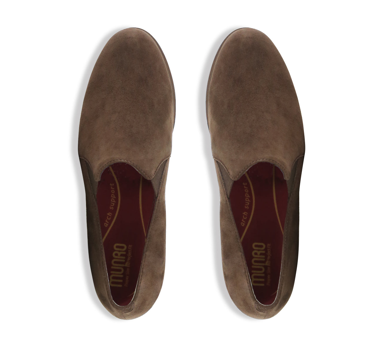 Kam brown suede twin-gore slip-in on lightly lug sole with stylized welt detail - top view