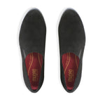 Kam suede twin-gore in black slip-in on lightly lug sole with stylized welt detail - top view