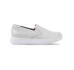 Lennox Athleisure Leather shoe in White Snake Printed Suede-Side View