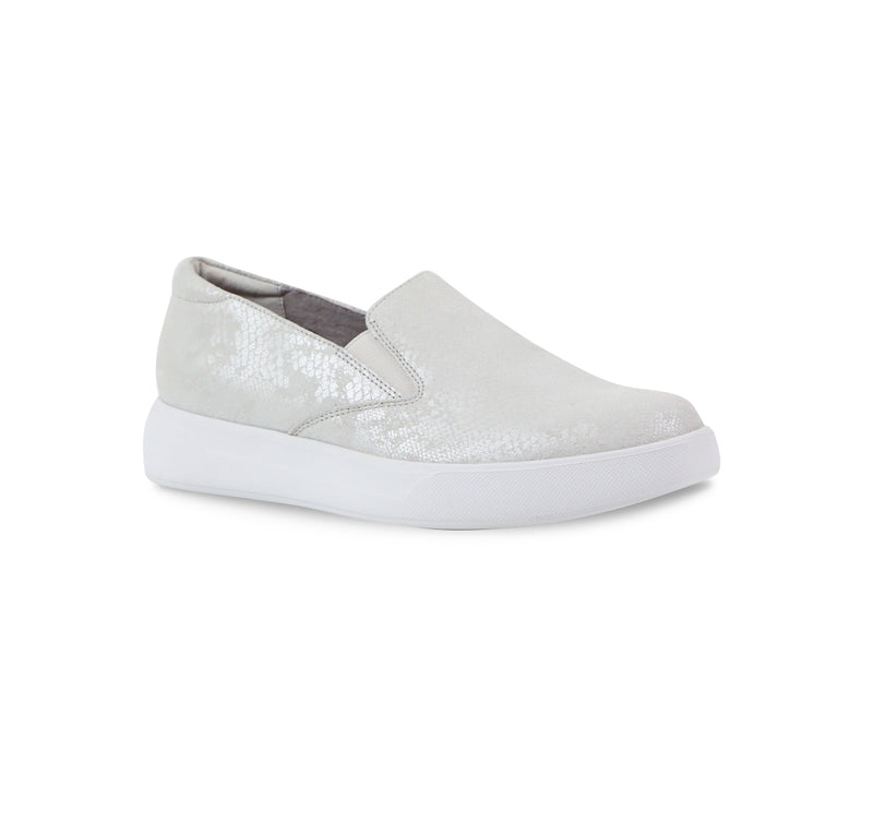 Lennox Athleisure Leather shoe in White Snake Printed Suede-angle view