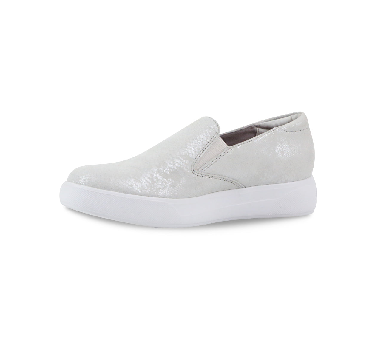 Lennox Athleisure Leather shoe in White Snake Printed Suede-Inside View