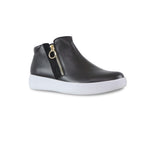 Viera, leather sporty-chic shoe with dual zippers on EVA sole - angle view