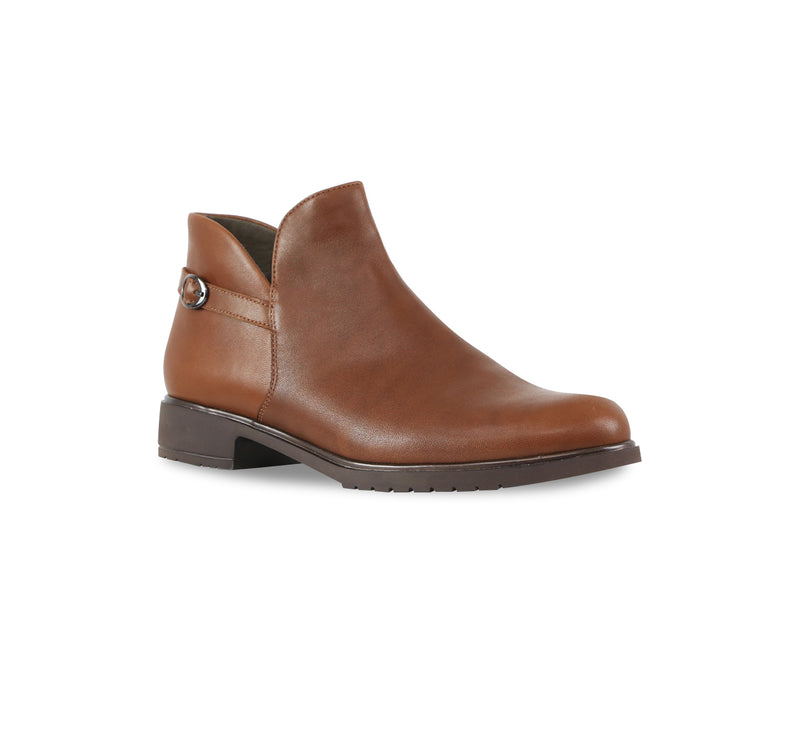 Brenna, Tailored Fashion Bootie in Brown Cow Leather, on EVA Outsole - Inside View