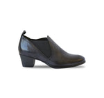 Jessie is a Chelsea bootie, with a classic look, in black calf leather-SIDE VIEW