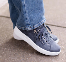 Tilly Athleisure Oxford in Denim Leather - Thumbnail