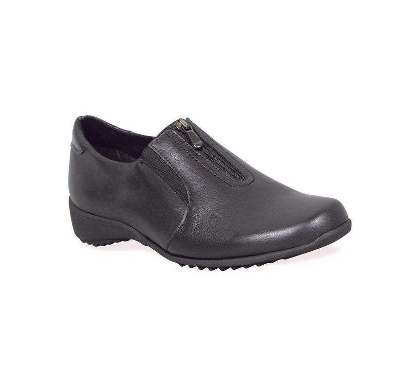 BERKLEY SPORT SHOE WITH ZIPPER & GORE in BLACK LEATHER - Angle View