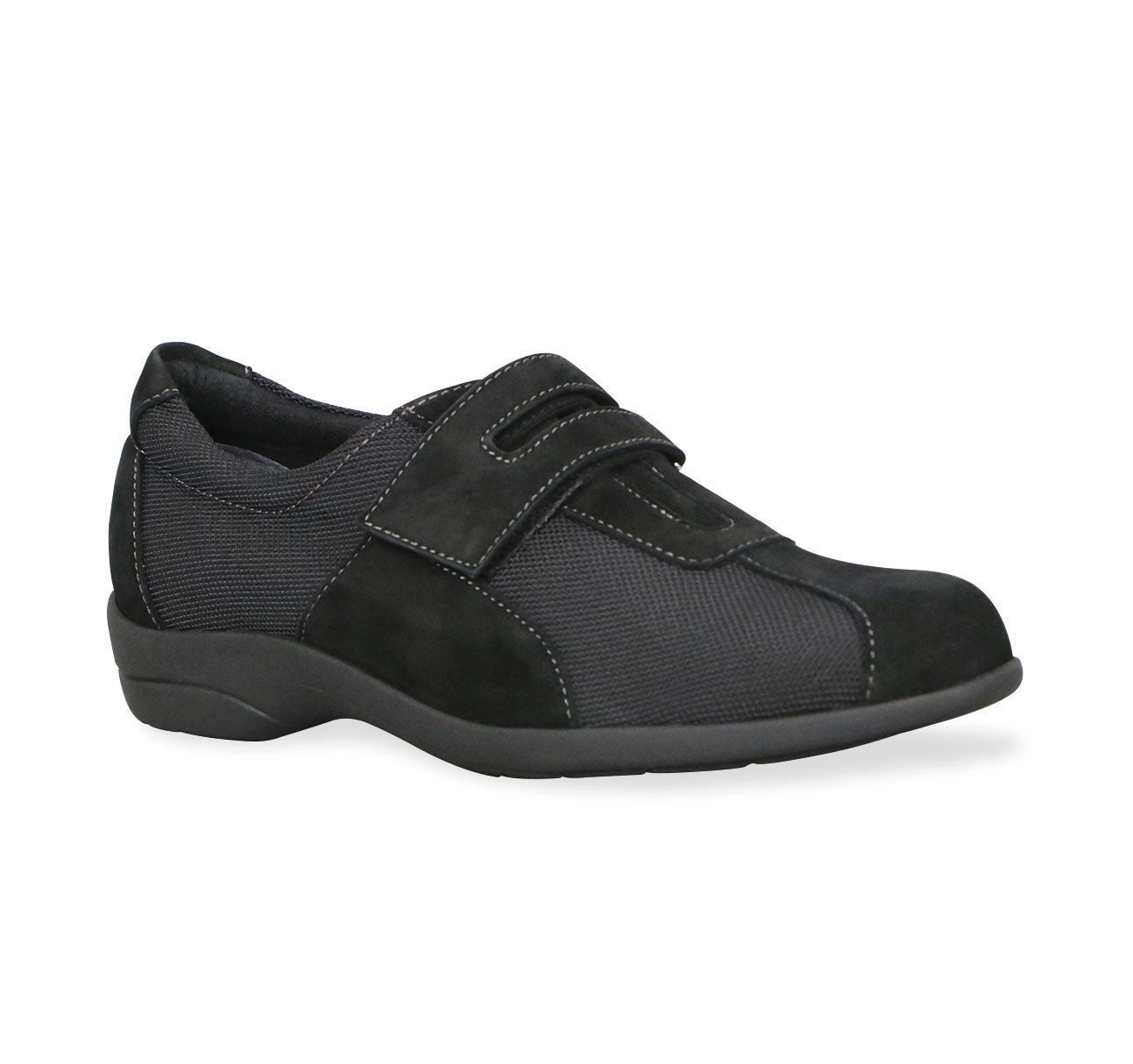 JOLIET SPORTY SHOE IN GOAT SUEDE AND FABRIC IN BLACK - Side View