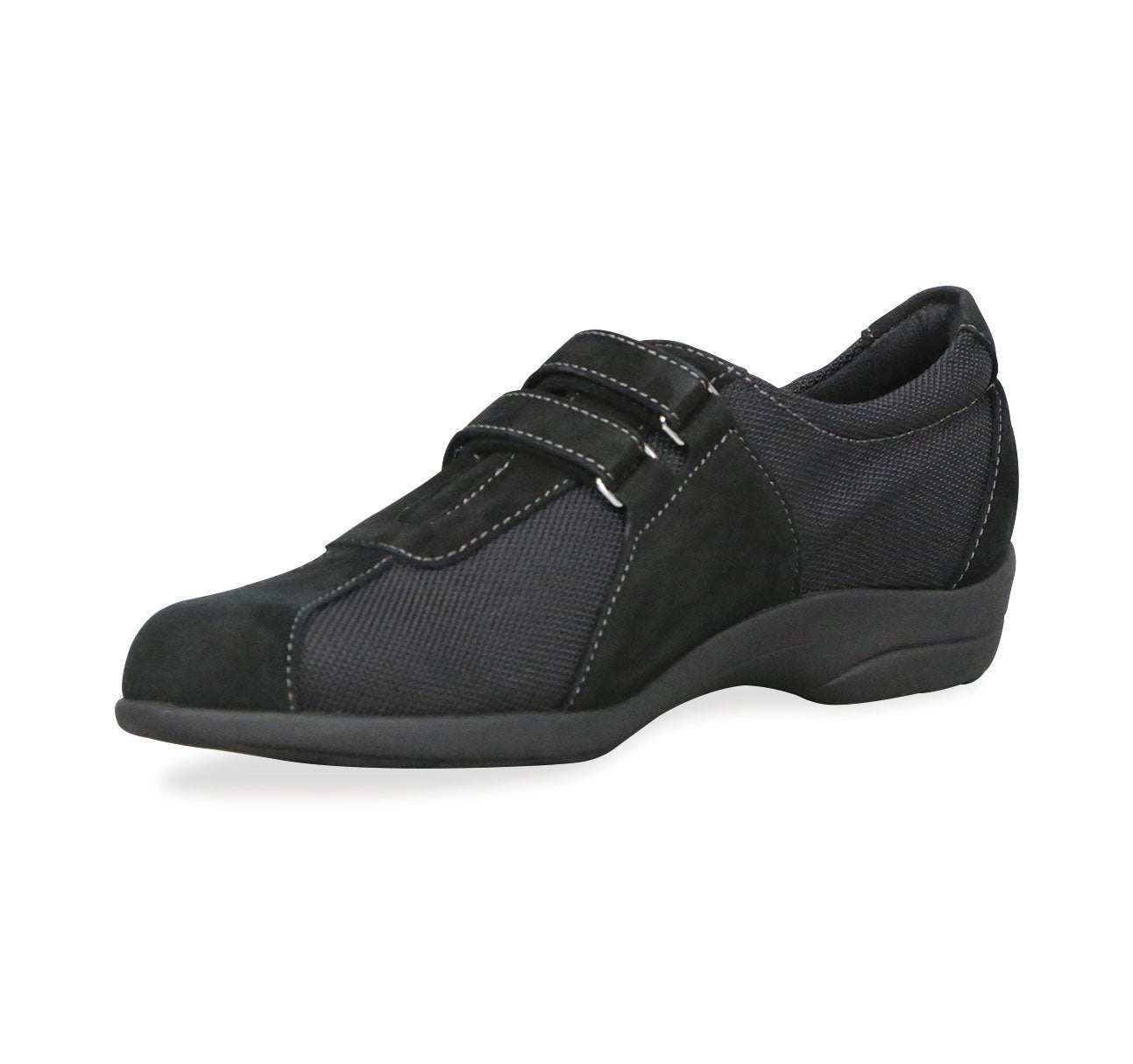 JOLIET SPORTY SHOE IN GOAT SUEDE AND FABRIC IN BLACK - Inside View