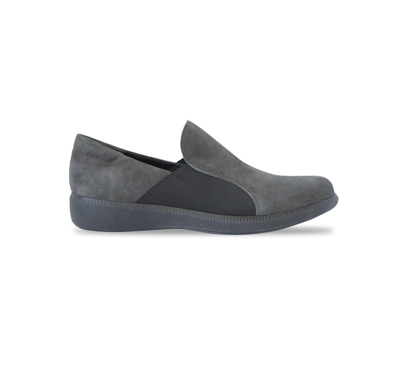 CLAY STEP IN WITH RUBBER OUTSOLE IN GREY SUEDE-Side view