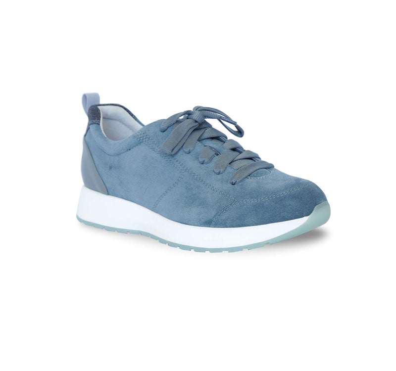 MONIQUE AN ATHLEISURE OXFORD IN BLUE SUEDES AND LEATHER - ANGLE VIEW