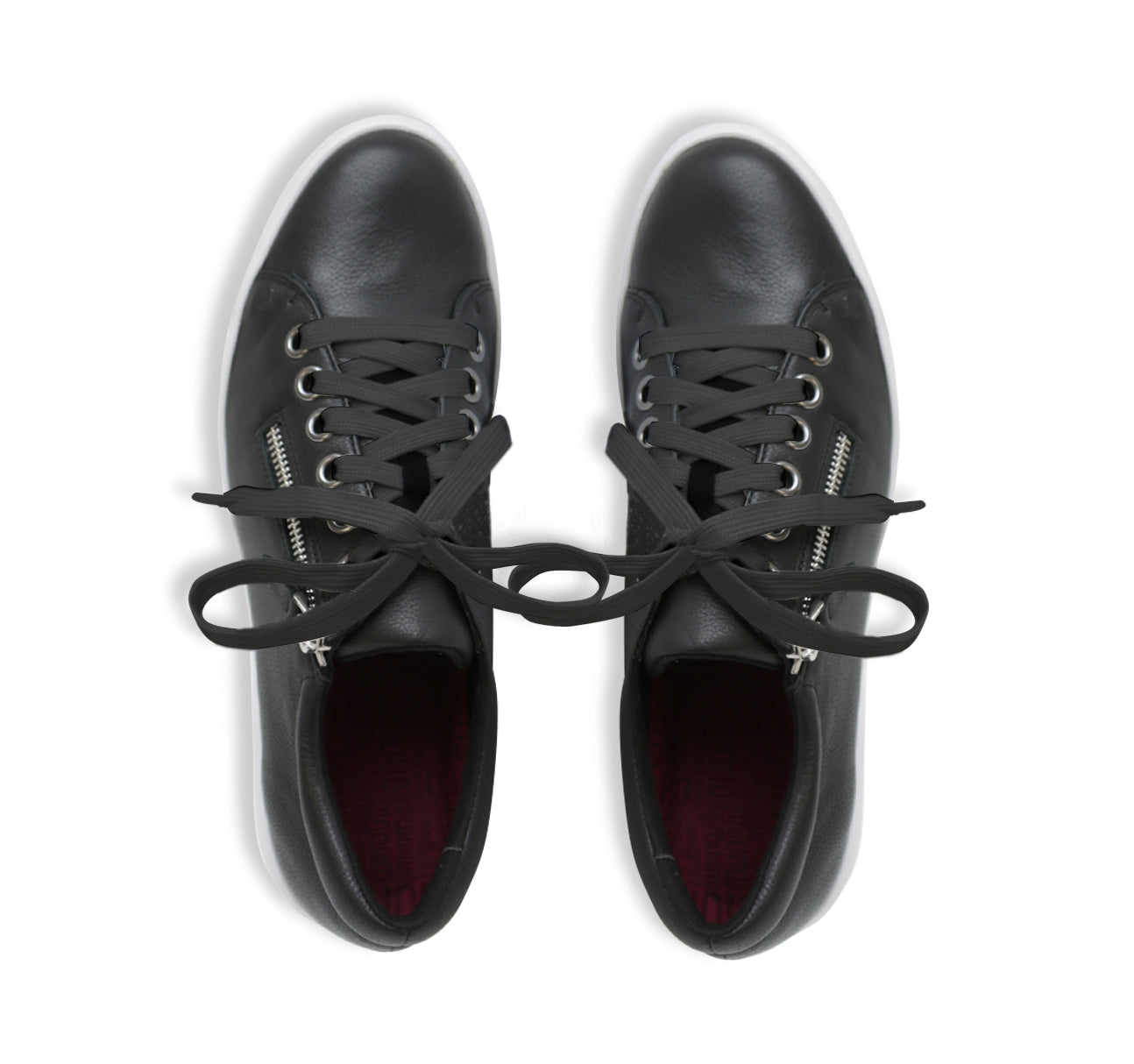 MUNRO JAMIE ATHLEISURE LACE-UP OXFORD IN BLACK LEATHER-TOP VIEW