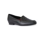  KARTER LOAFER WITH WOVEN LEATHER PLUG IN BLACK - ANGLE VIEW