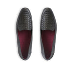  KARTER LOAFER WITH WOVEN LEATHER PLUG IN BLACK - TOP VIEW