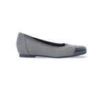 DANIELLE II SLIP-ON IN GREY LIZARD PRINT NUBUCK & SLATE GREY PATENT TRIM - SIDE VIEW