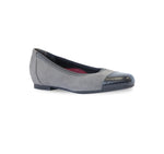 DANIELLE II SLIP-ON IN GREY LIZARD PRINT NUBUCK & SLATE GREY PATENT TRIM - ANGLE VIEW