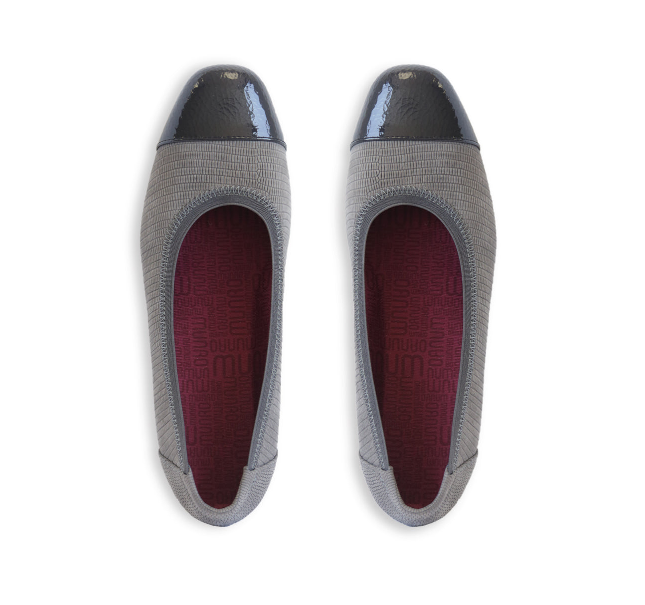 DANIELLE II SLIP-ON IN GREY LIZARD PRINT NUBUCK & SLATE GREY PATENT TRIM - TOP VIEW