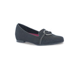 SUNISA SLIP ON IN WOVEN BLACK FABRIC WITH METALLIC RING ORNAMENT - ANGLE VIEW