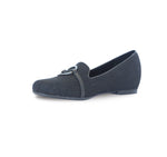 SUNISA SLIP ON IN WOVEN BLACK FABRIC WITH METALLIC RING ORNAMENT - INSIDE VIEW