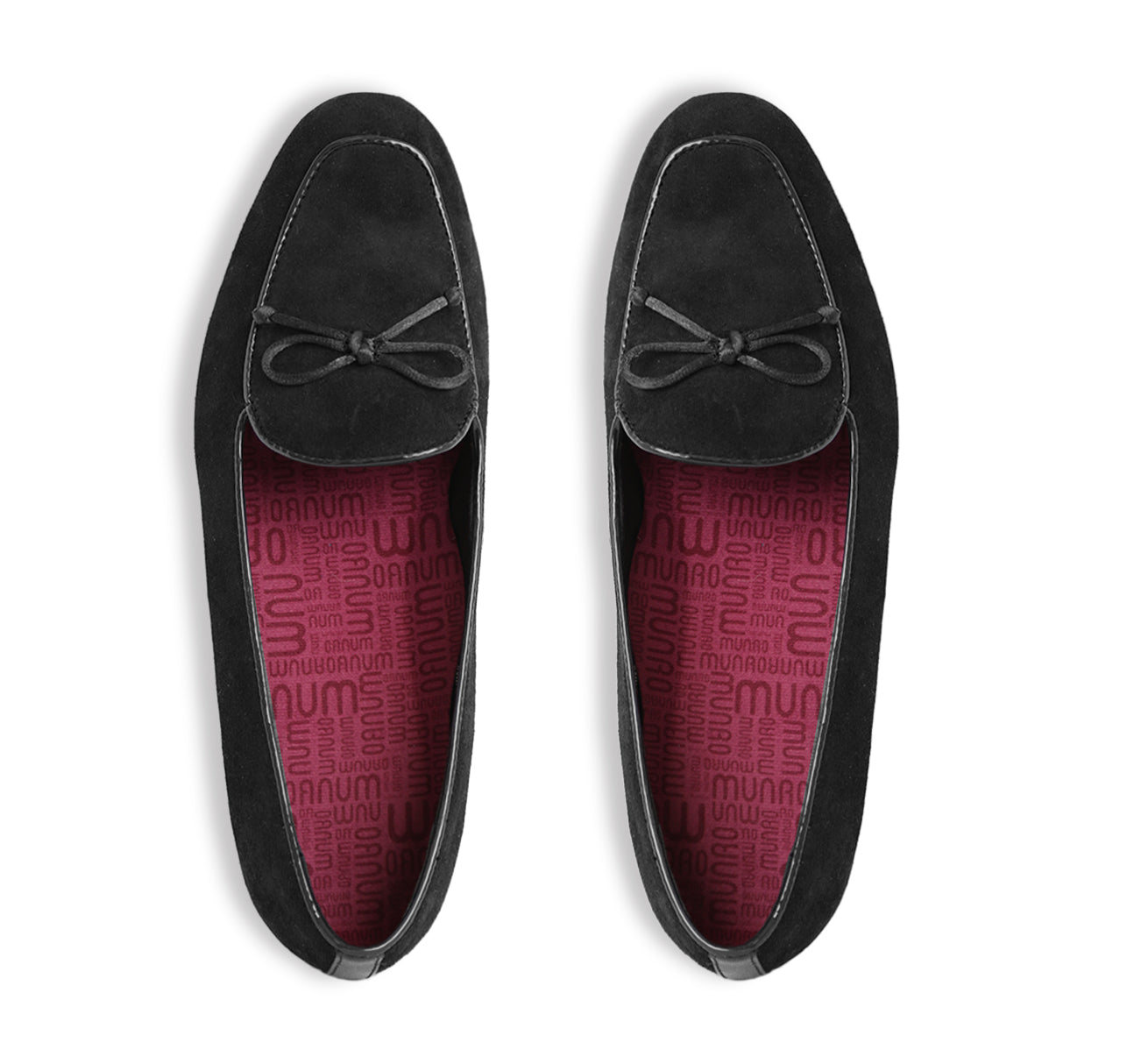 ROSSA IS A SLIP-ON FLAT IN BLACK SUEDE WITH A PETITE BOW TIE ON VAMP - top view