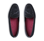 ROSSA IS A SLIP-ON FLAT IN NAVY SUEDE WITH A PETITE BOW TIE ON VAMP - top view