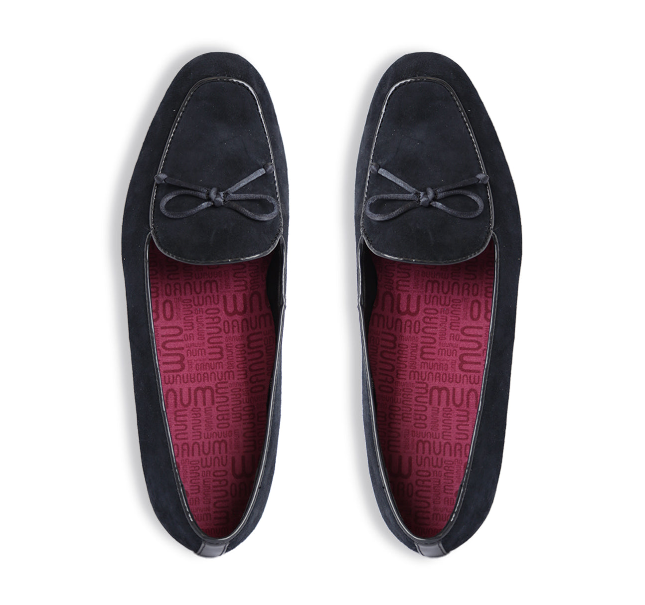 ROSSA IS A SLIP-ON FLAT IN NAVY SUEDE WITH A PETITE BOW TIE ON VAMP - top view