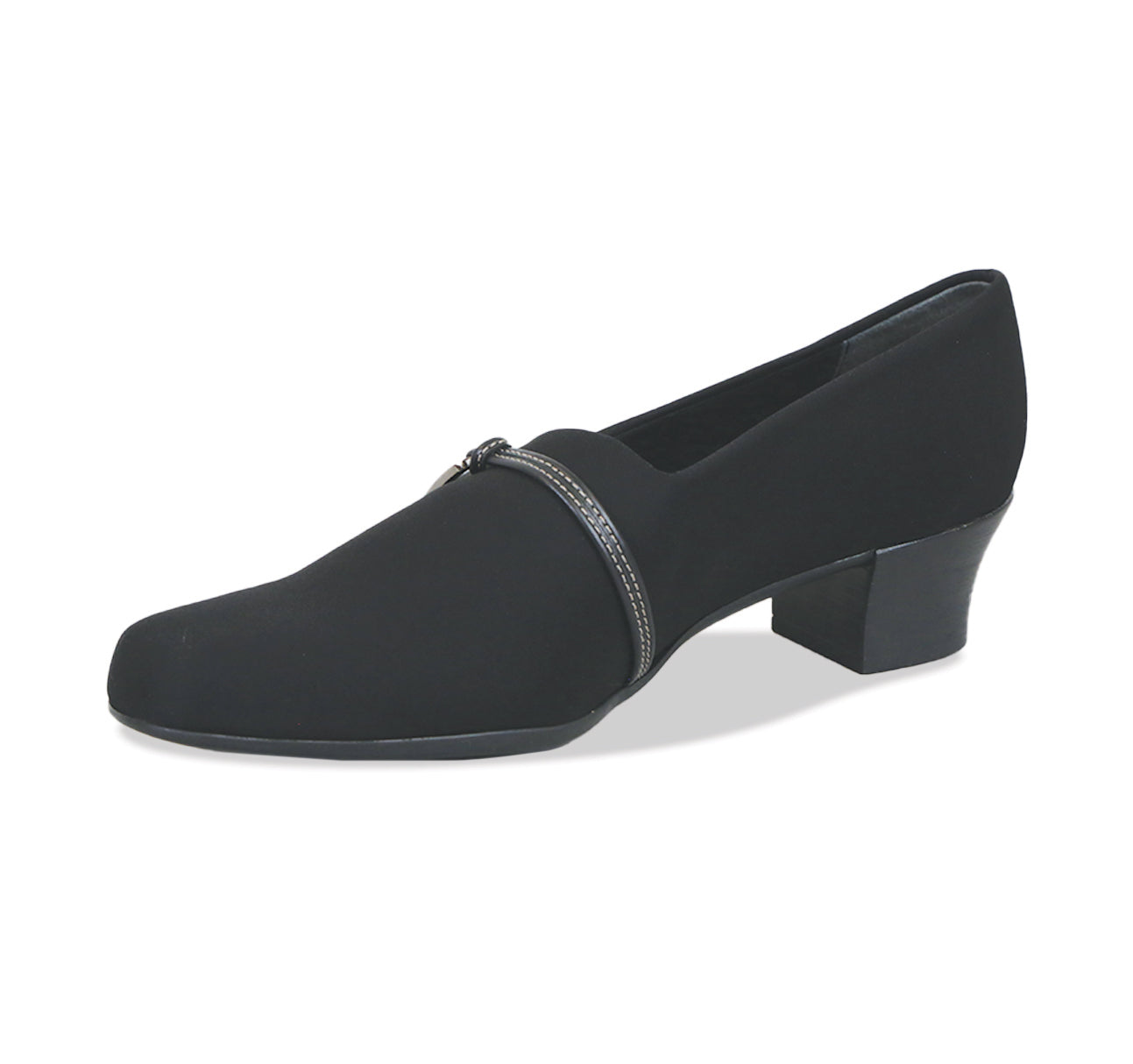 CINDI DRESS PUMP IN BLACK STRETCH FABRIC - Inside View