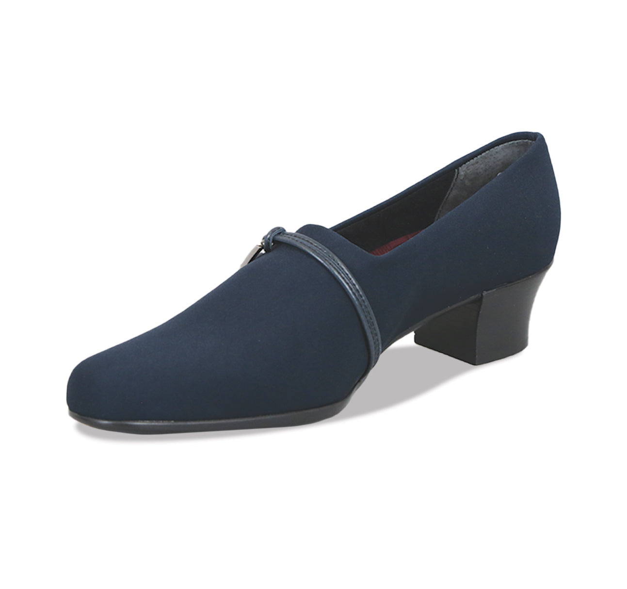 CINDI DRESS PUMP IN NAVY STRETCH FABRIC - Inside View