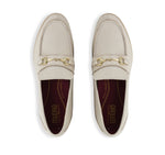 GRYFFIN MOC-TOE PENNY LOAFER IN CREAM LEATHER WITH GOLD COLOR BIT - TOP VIEW