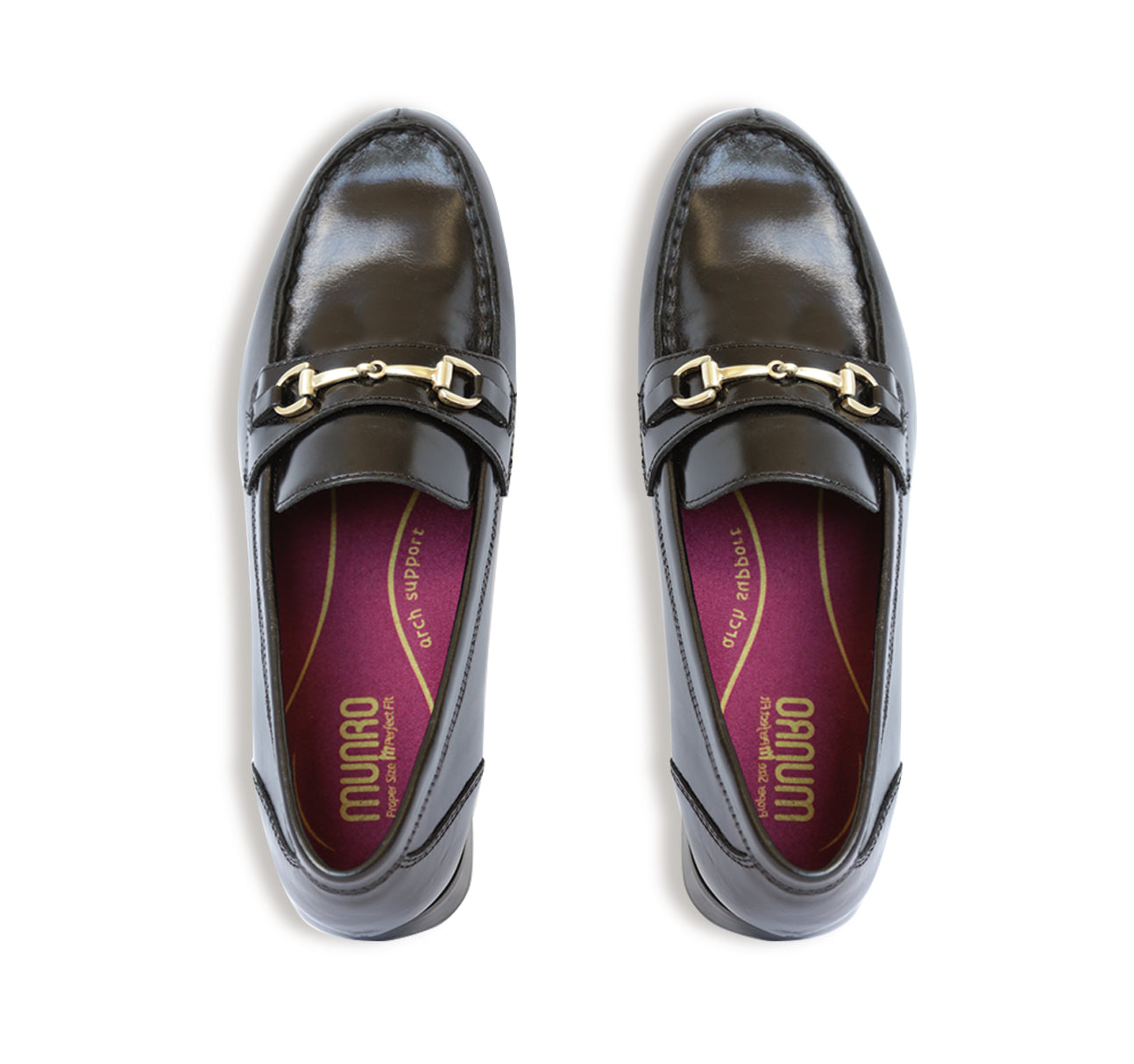 GRYFFIN MOC-TOE PENNY LOAFER IN BLACK GLAZED CALF LEATHER WITH GOLD COLOR BIT - TOP VIEW