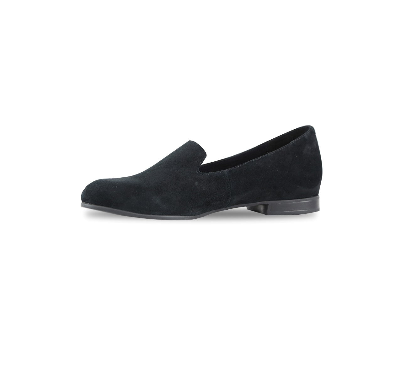 ELENA SMOKING STYLE SLIP-ON IN BLACK SUEDE-INSIDE VIEW