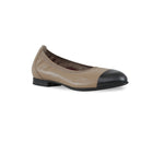 MILA SKIMMER SLIP-ON IN TAUPE LAMB LEATHER AND PATENT LEATHER TOE CAP-ANGLE VIEW