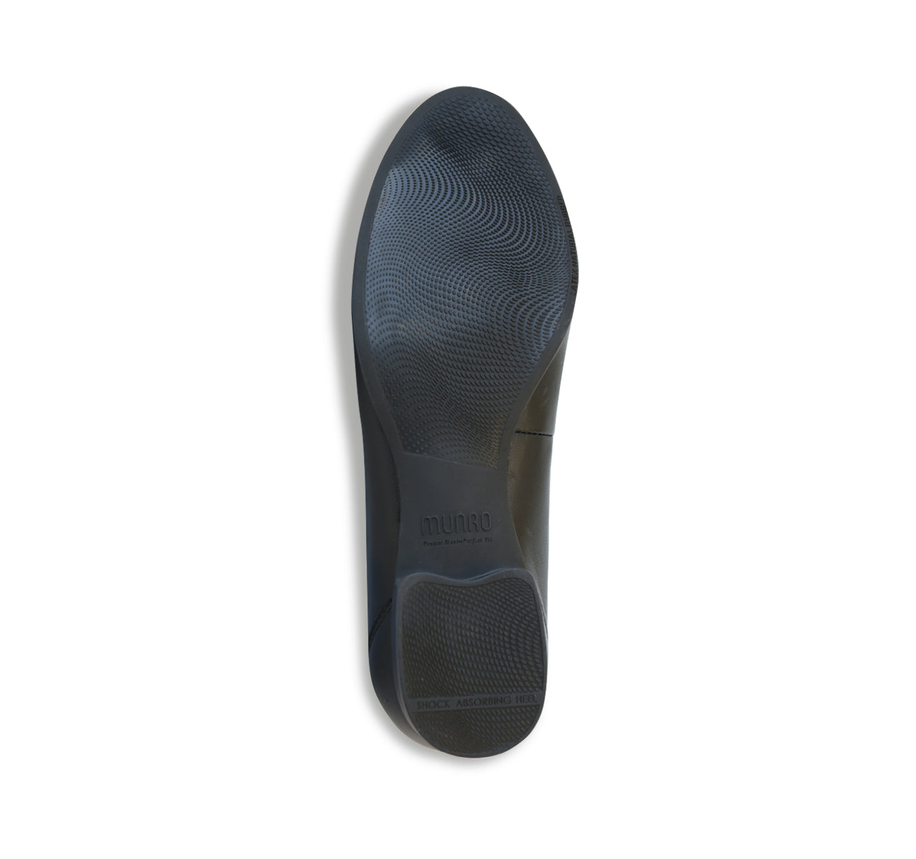 MILA SKIMMER SLIP-ON IN BLACK LAMB LEATHER AND PATENT LEATHER TOE CAP-BOTTOM VIEW