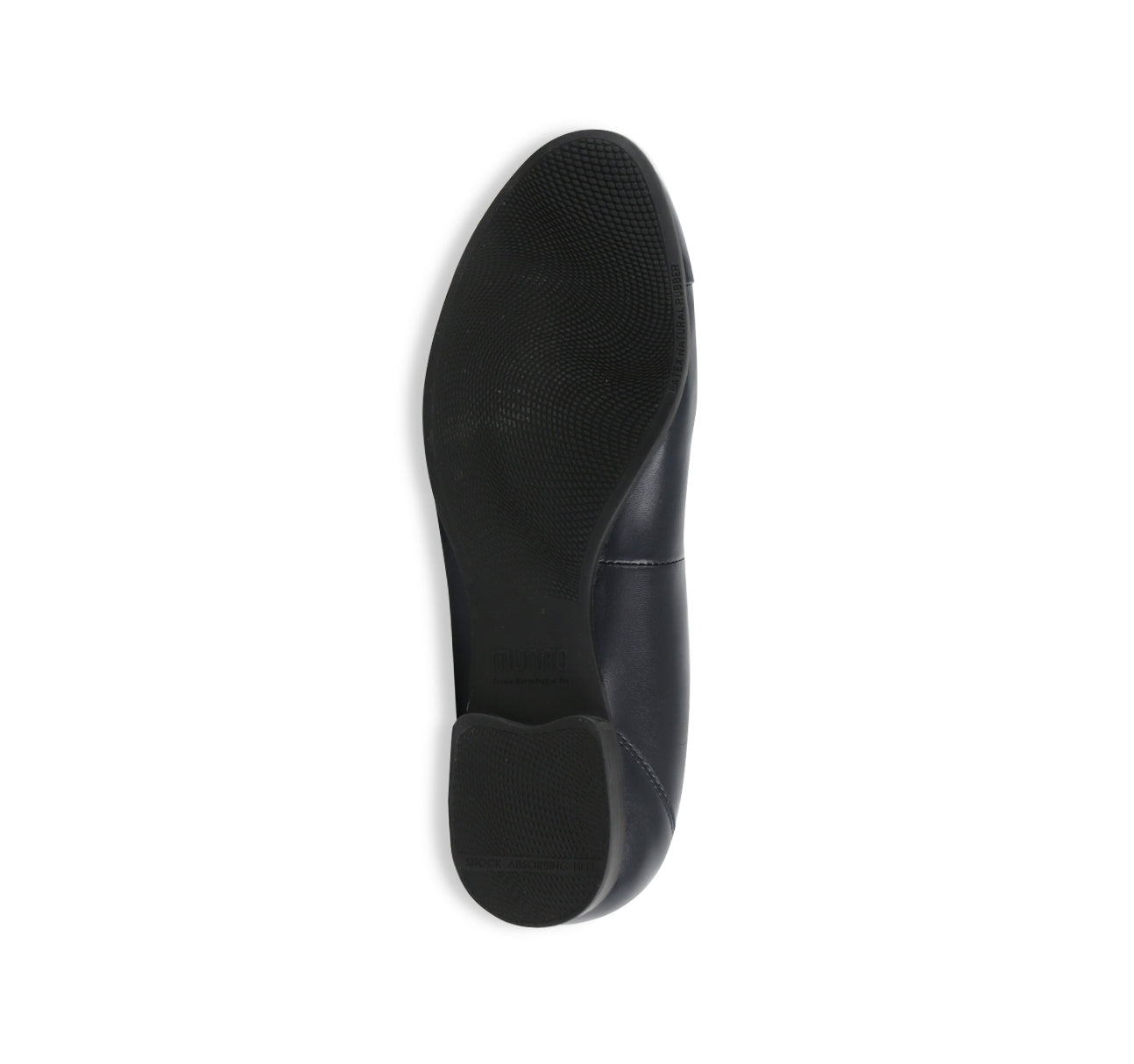 MILA SKIMMER SLIP-ON IN NAVY LAMB LEATHER AND PATENT LEATHER TOE CAP-BOTTOM VIEW