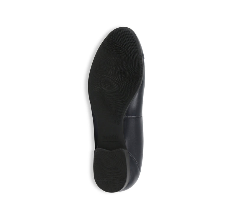 MILA SKIMMER SLIP-ON IN NAVY LAMB LEATHER AND PATENT LEATHER TOE CAP-BOTTOM VIEW