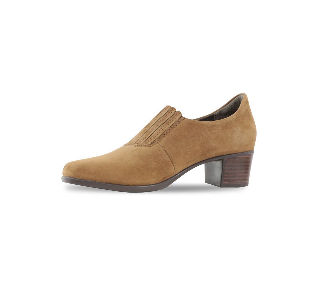 AMARA PUMP SHOOTIE WITH FINGER GORE DESIGN ON UPPER IN RAWHIDE COLOR NUBUCK-INSIDE VIEW