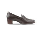 ELLIS CHOCOLATE LAMB LEATHER PENNY LOAFER PUMP-SIDE VIEW