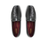 ELLIS BLACK LAMB LEATHER PENNY LOAFER PUMP-TOP VIEW