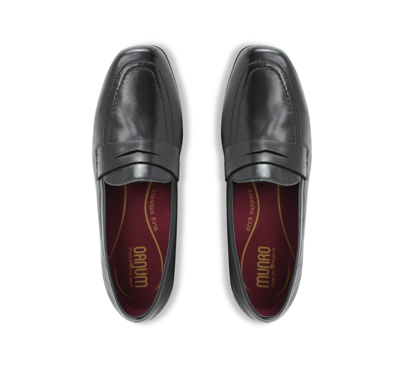 ELLIS BLACK LAMB LEATHER PENNY LOAFER PUMP-TOP VIEW