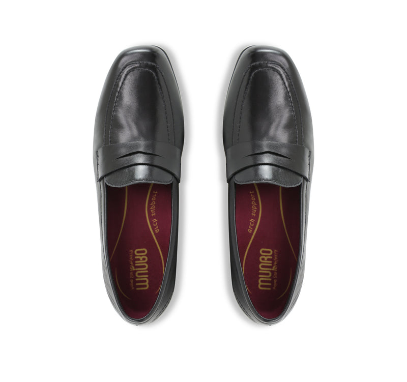 ELLIS BLACK LAMB LEATHER PENNY LOAFER PUMP-TOP VIEW