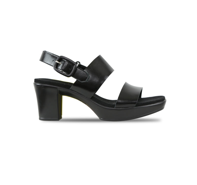 MAX DOUBLE STRAP PLATFORM SANDAL IN BLACK LEATHER - SIDE VIEW